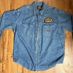 Harley Davidson Brand Vintage Denim Jacket Extra Large XL -  Owners Group Patch